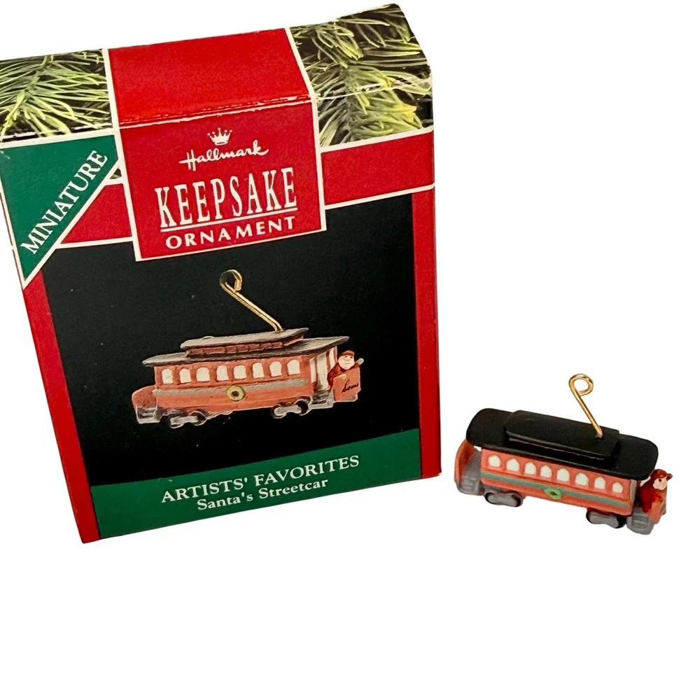 Hallmark Keepsake Miniature Ornament 1990 Santa's Streetcar Donna Lee QXM576-6